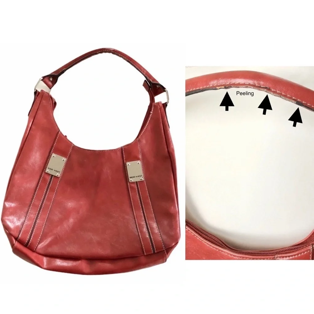 Nine West Brick Red Zip Up Shoulder Bag - Picture 1 of 10